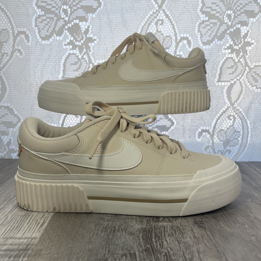 Nike Court Legacy Lift Platform Pearl Cream Beige White Womens size 6.5